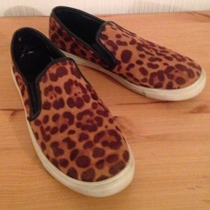 Leopard print slip on sneakers