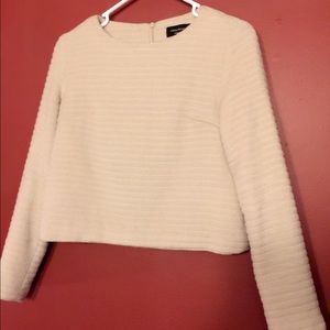 Urban Renewal cream fuzzy cropped top
