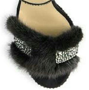Sold*New Glam Jimmy Choo Crystal & Mink Fur Sandal