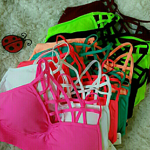 olive STRAPPY criss cross bralette Sports Bra - Picture 3 of 4