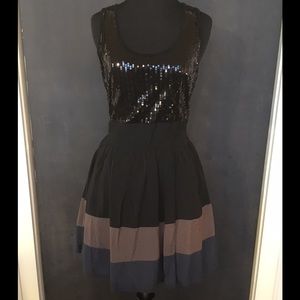 Black Sequin Tank dress with multi color skirt SzS