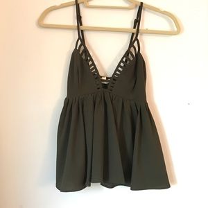 Dark Green Cropped Top