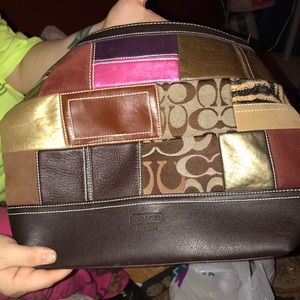 Coach holiday patchwork purse