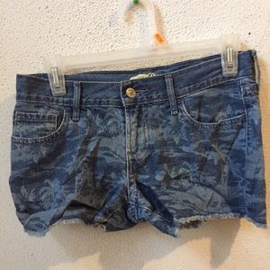 Tropical denim jean shorts