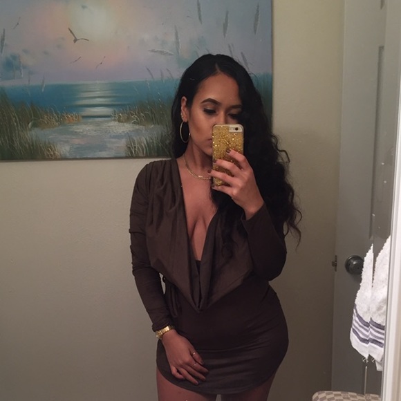 Olive Green Suede Dress - Picture 3 of 4