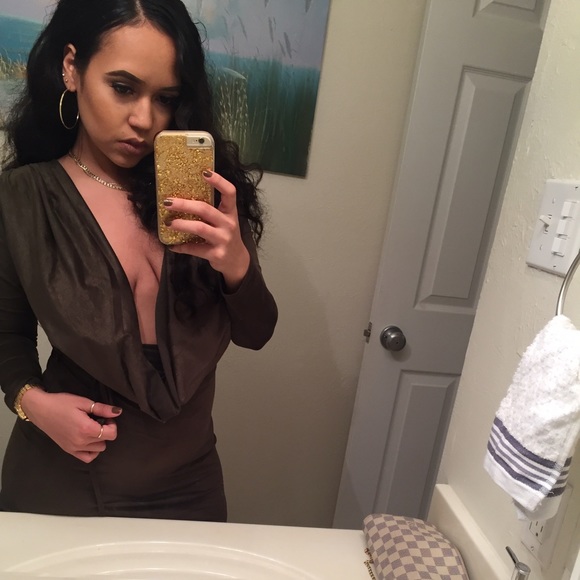 Olive Green Suede Dress - Picture 4 of 4