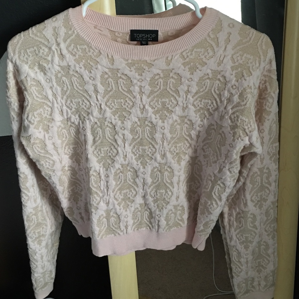 TopShop soft sweater pink/gold size 4