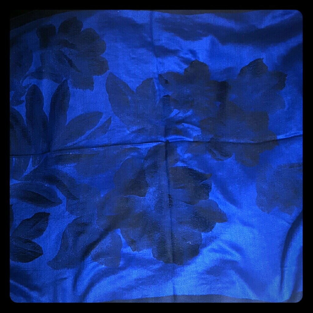 Blue and Black Floral Reversible  Wrap Scarf