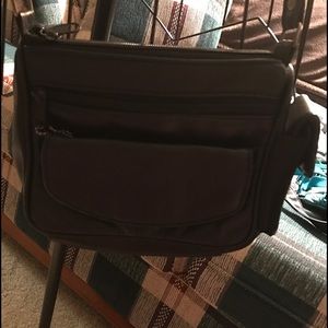 Black leather shoulder purse