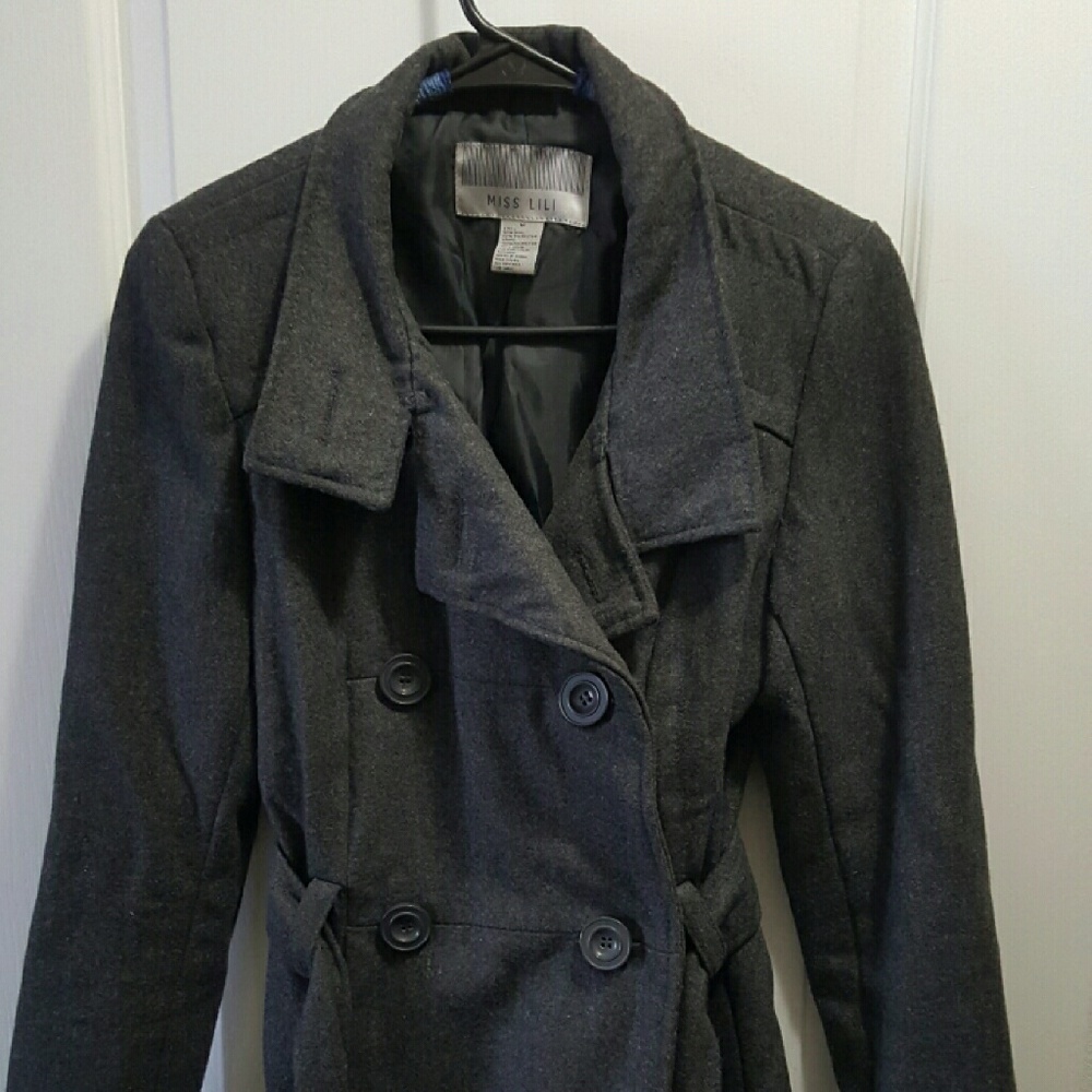 Gray wool peacoat