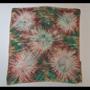 Hand tie dyed silk signed scarf/ headwrap