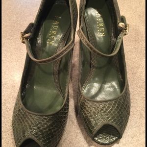 Vintage Ralph Lauren Green Snake Skin Heels