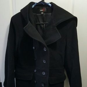Black Wool hooded Peacoat