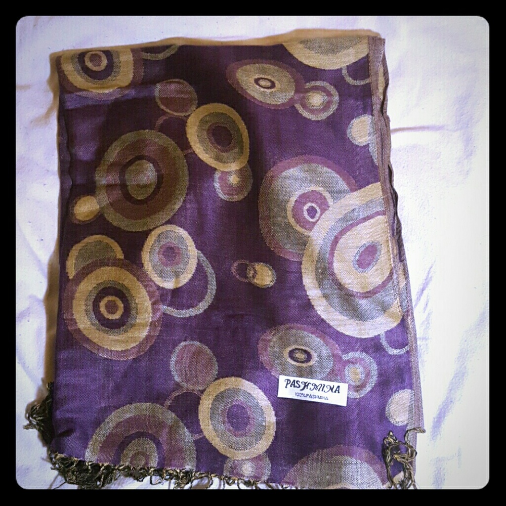 Purple and Tan Circle Pashmina Body Wrap Scarf