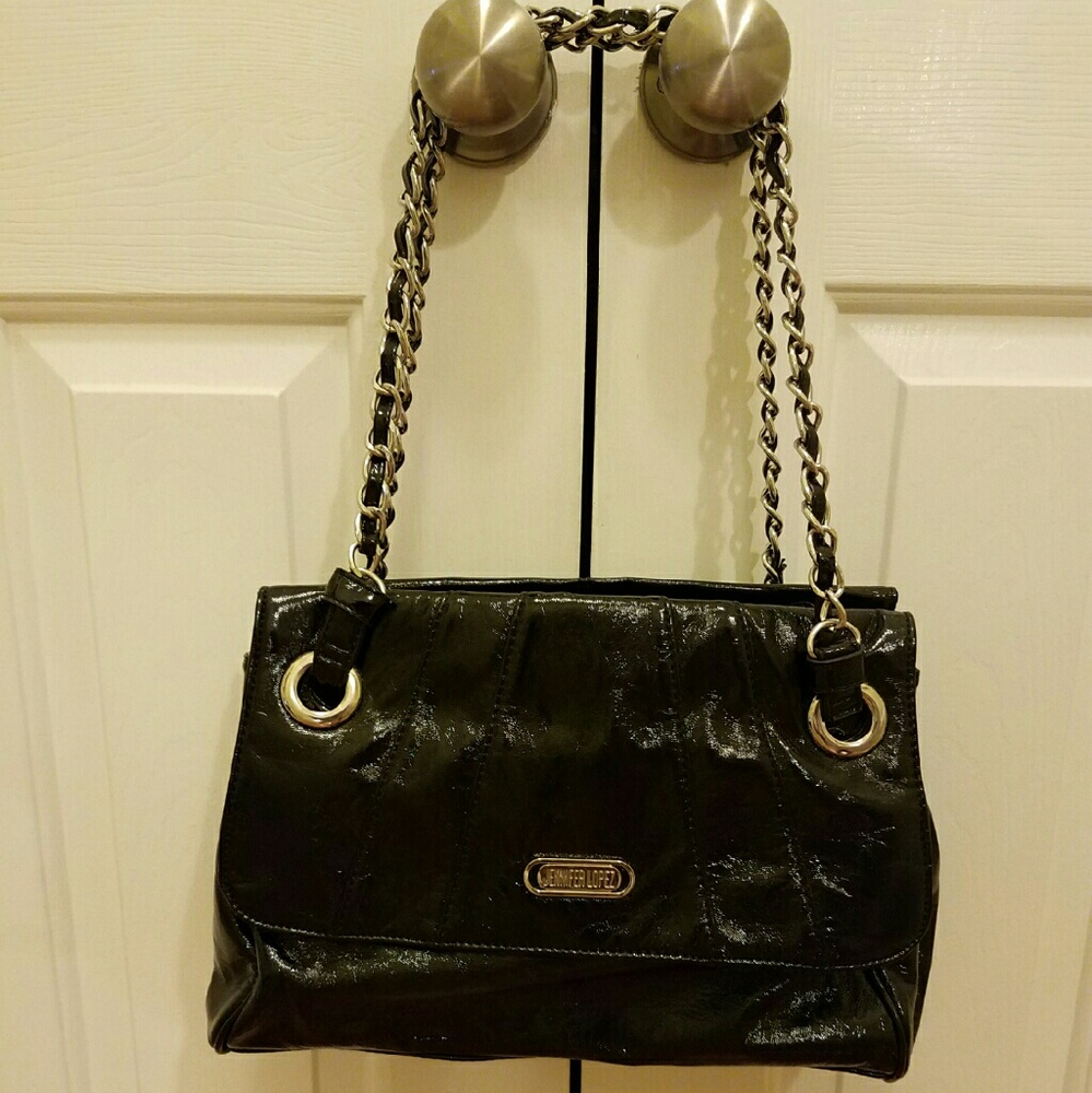 J Lo Black Patent Leather Bag