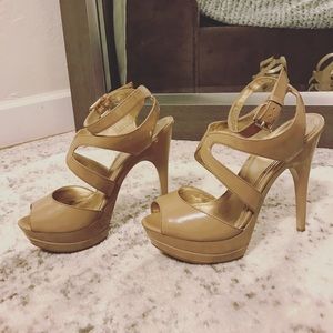 Beige strappy heels