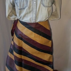 Stripped Leather Skirt