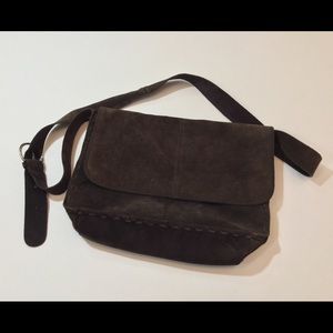 Vintage suede crossbody flap bag