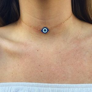 14k gold evil eye choker