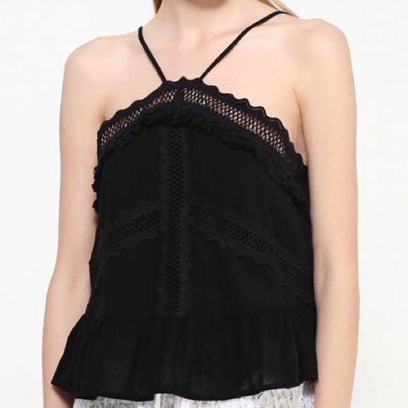 Topshop Tops - Topshop Lace & Fringe Trim Camisole