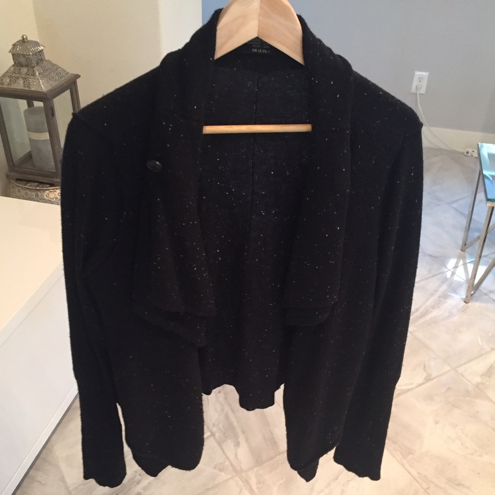 All Saints Wool Draped Button Neck Cardigan