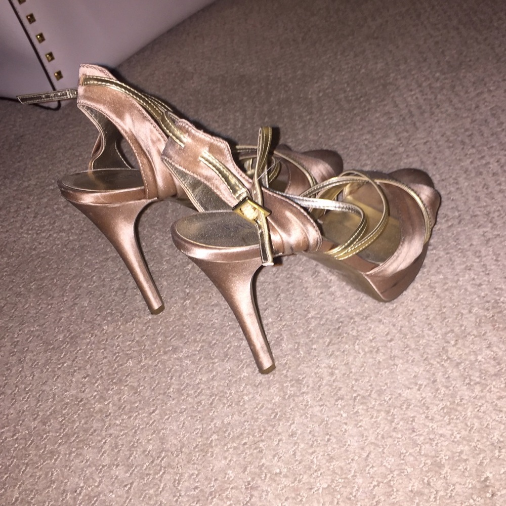 Satin Gold Stiletto Heels