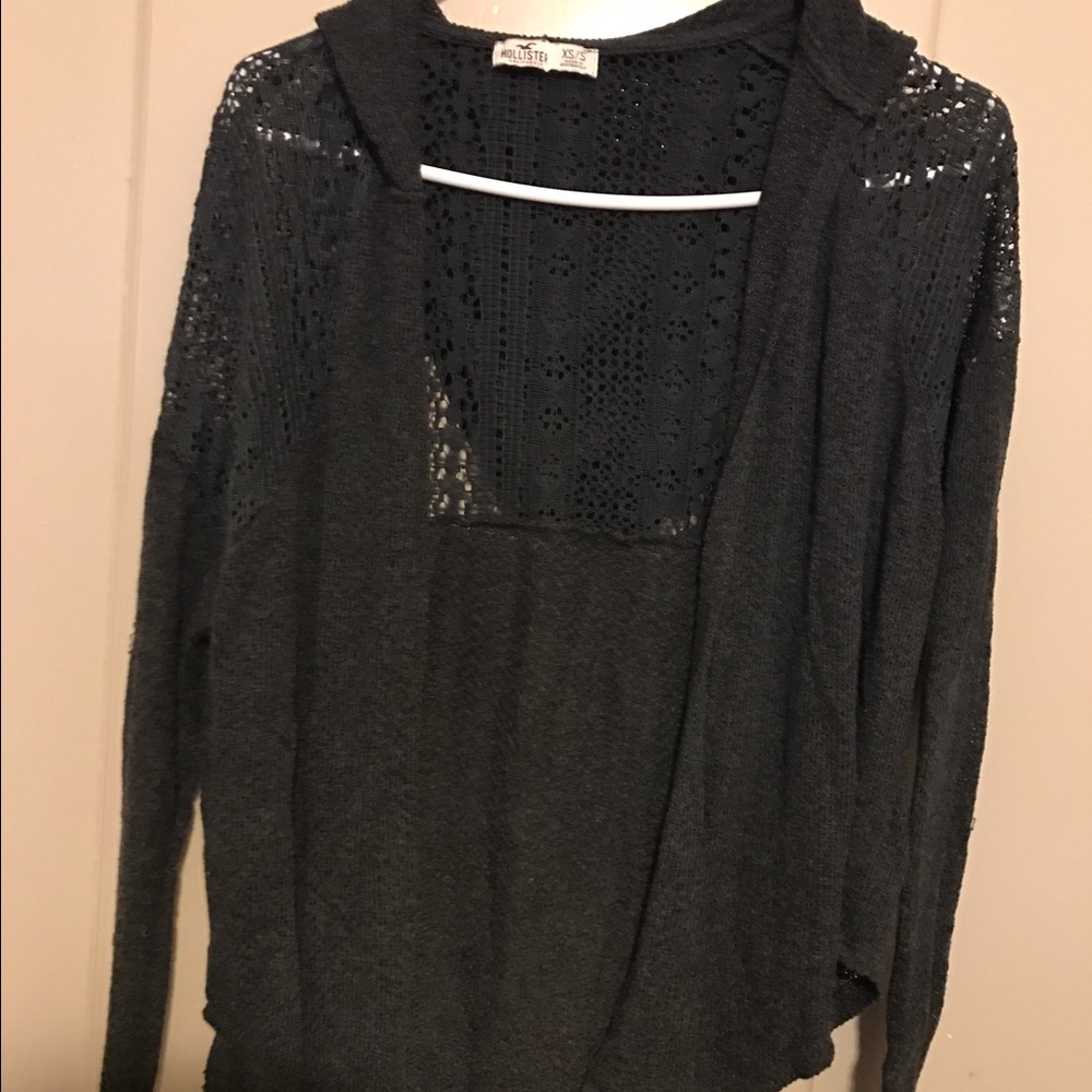 grey hollister hoodie cardigan size xsmall/s
