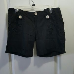 Black linen shorts
