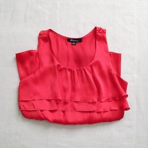 Forever21 red ruffled silk sleeveless