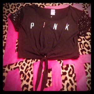 New💗Victoria Secret Pink sequin crop top sz small
