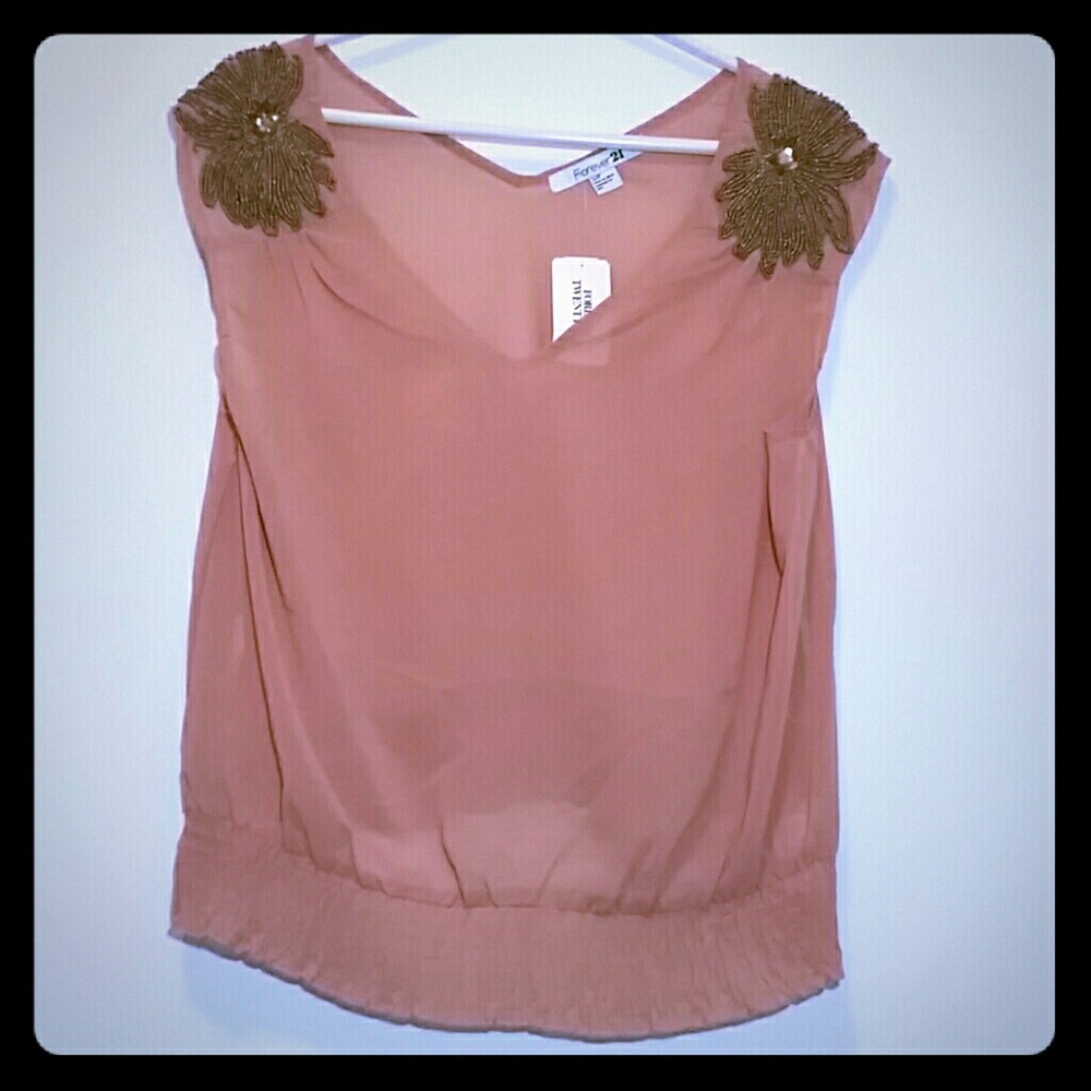 Forever21 Beaded Cap Sleeve Top