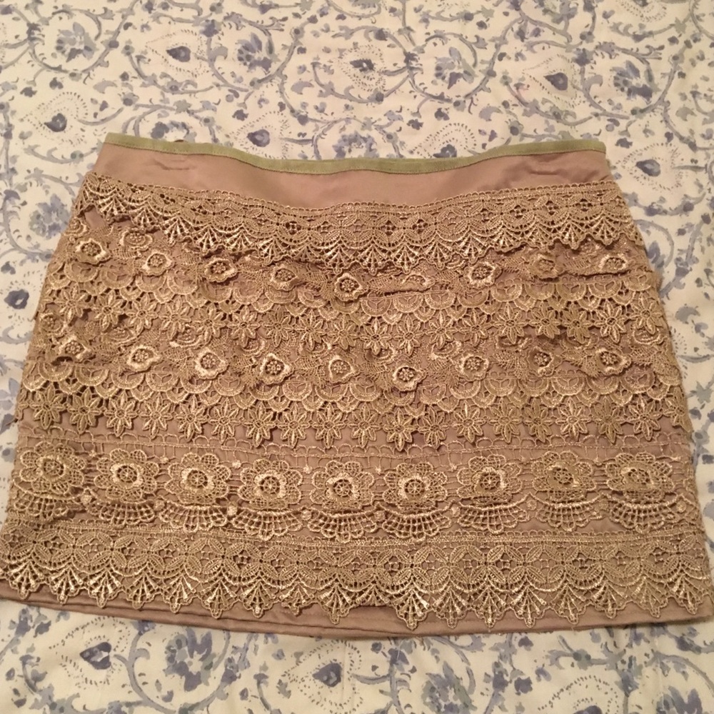 MUST HAVE- Gold Lace Mini Skirt
