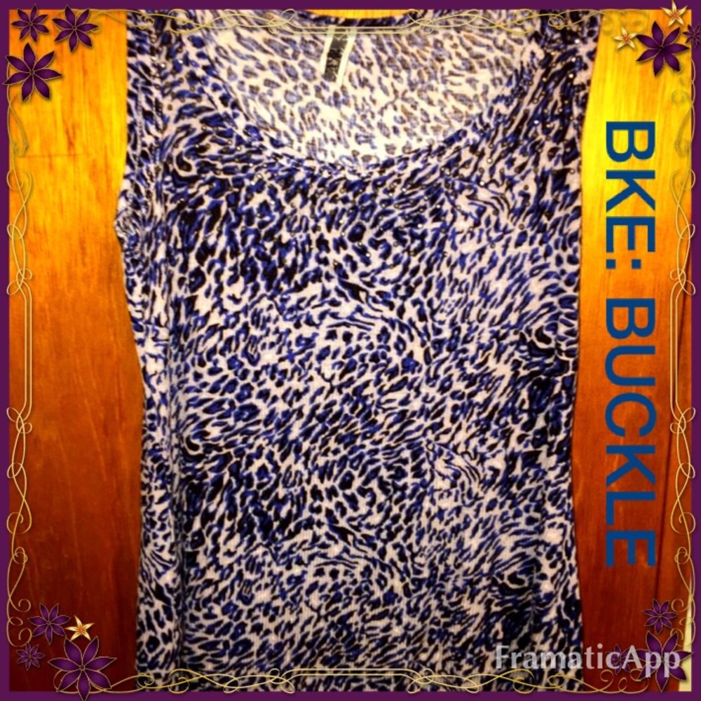 BKE leopard print rhinestone top