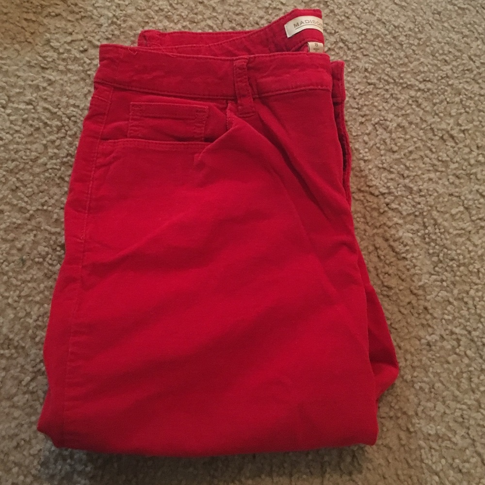 Red Corduroy Skinny Pants