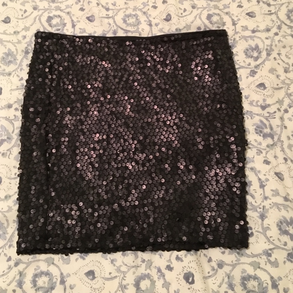 Black Sequin Pencil Skirt