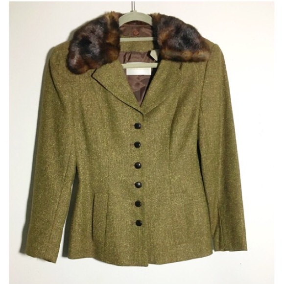 Vintage Jackets & Coats - Vintage Dana Buchman tweed fur collar blazer 4 Vintage Jackets & Coats - Vintage Dana Buchman tweed fur collar blazer 4