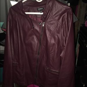 Torrid Faux Leather Moto Jacket in wine color