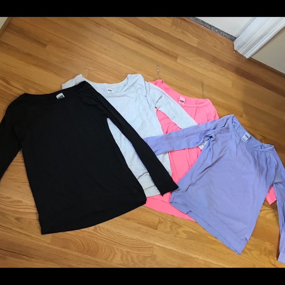 (4) small Victoria Secret long sleeve legging tees