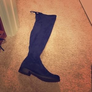 Thigh high navy blue boots