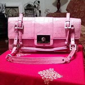 Charles David pink crocodile purse
