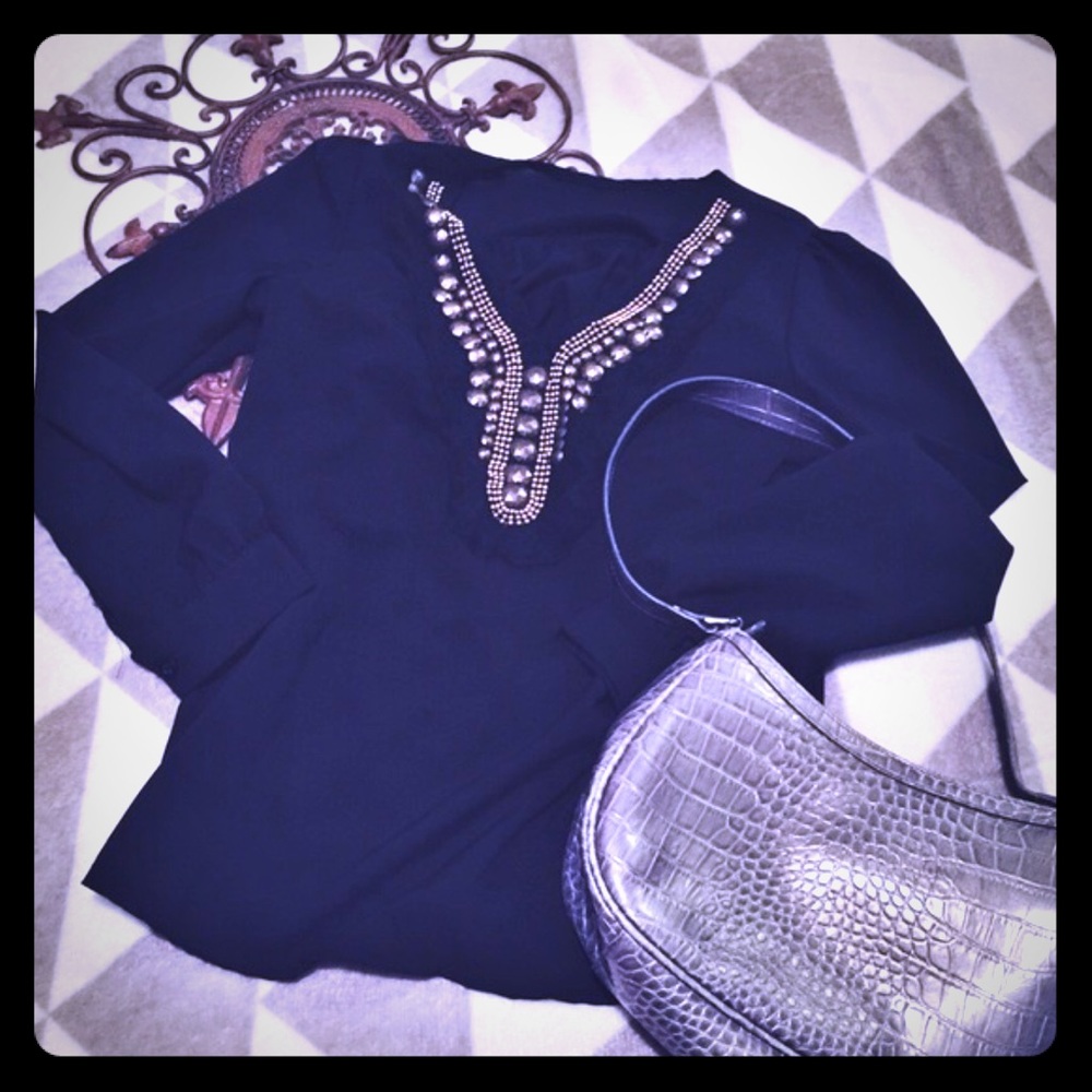 Black beaded top
