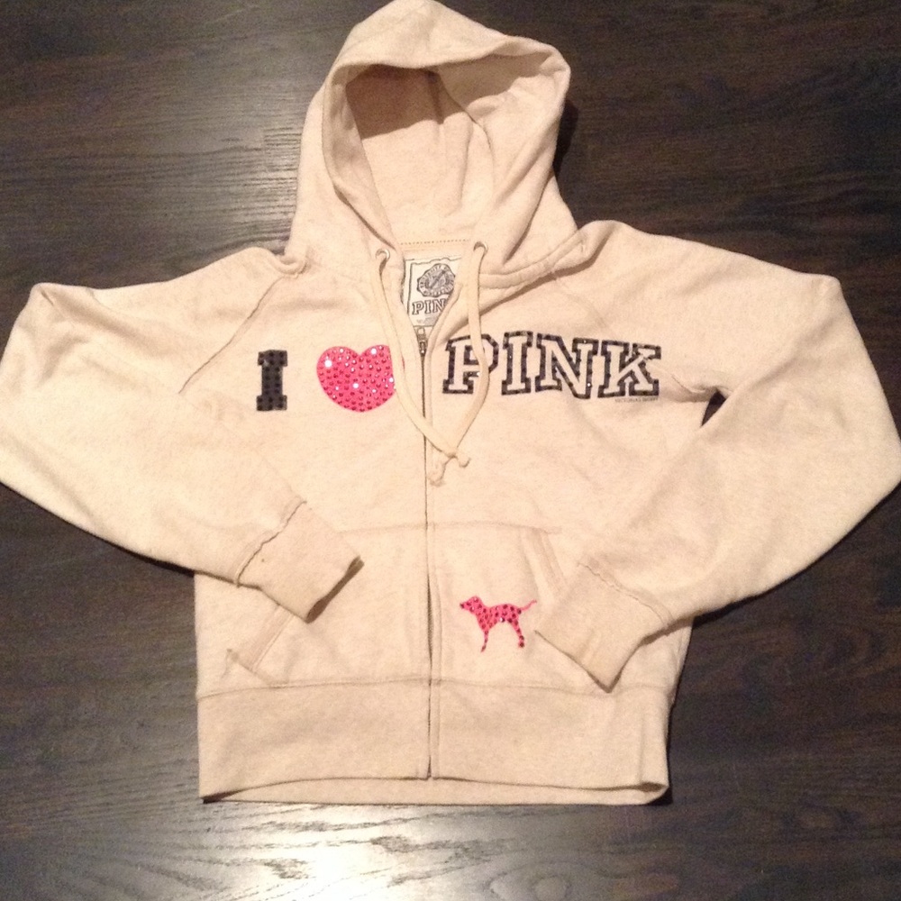 Pink zip up hoodie medium