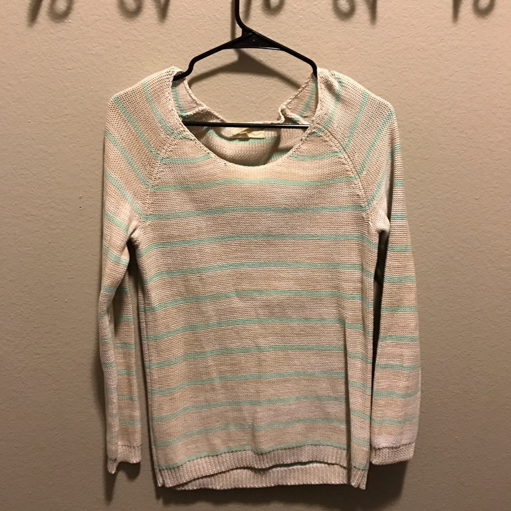 Pink Rose Turquoise and cream sweater