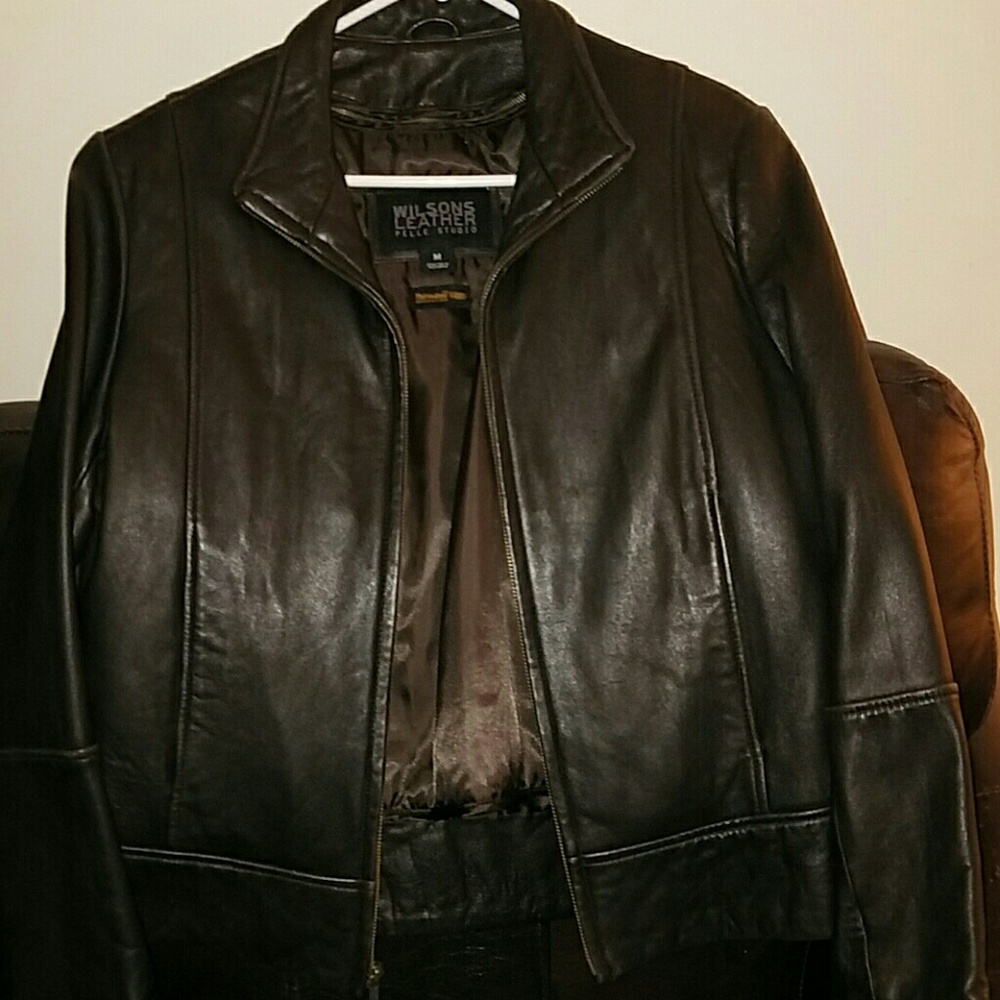 Chocolate brown leather coat