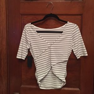 Guess Open Back Striped Boatneck Top