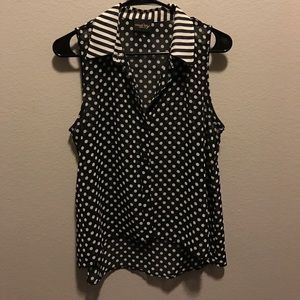 Audrey polka dot chiffon top.