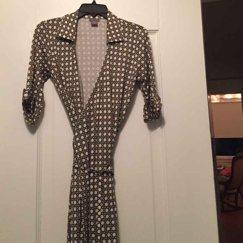 Brown and cream wrap dress