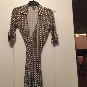 Brown and cream wrap dress