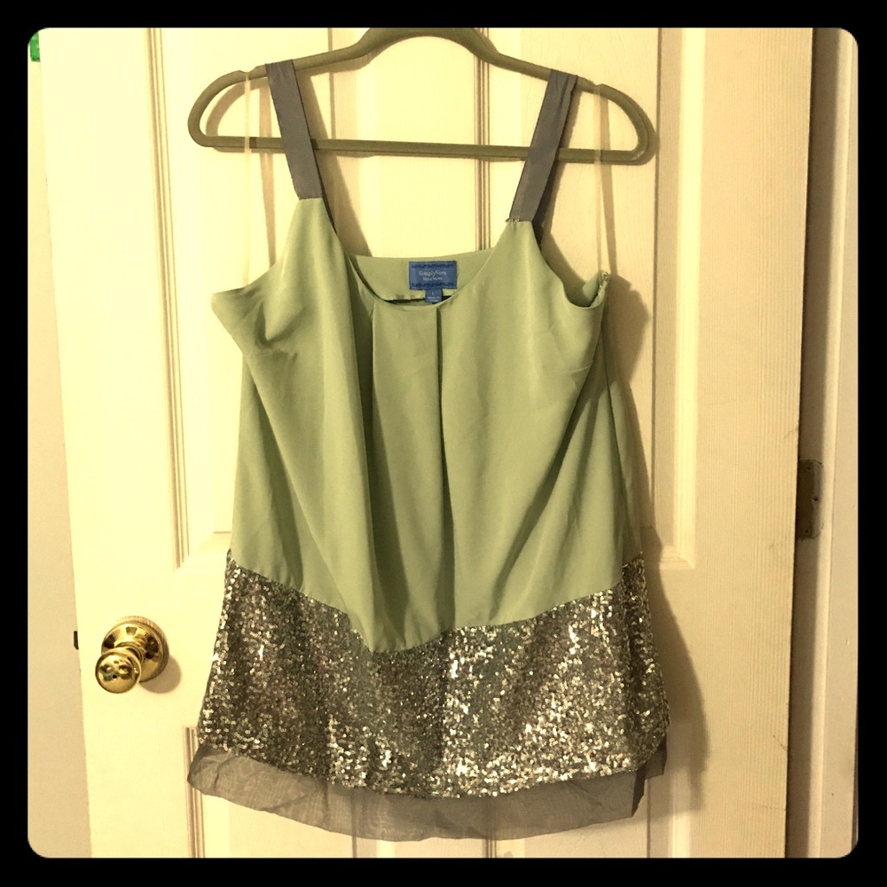 Size large mint green/silver sequin Vera Wang top