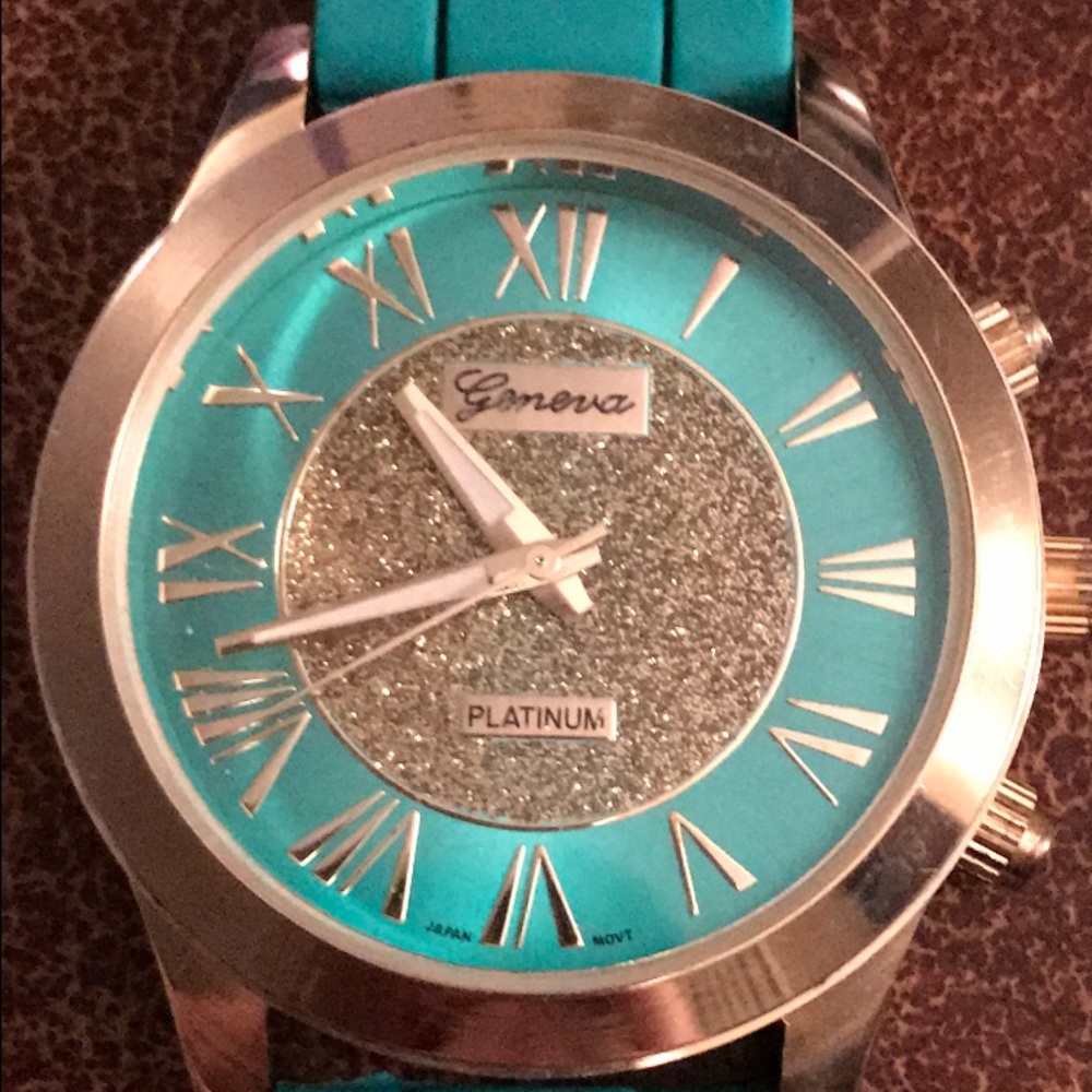 Geneva teal and gold watch needs battery
